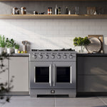 Forno Capriasca 36" Stainless Steel French Door Freestanding Gas Range with Air Fry (5.36 Cu. Ft.) - FFSGS6460-36