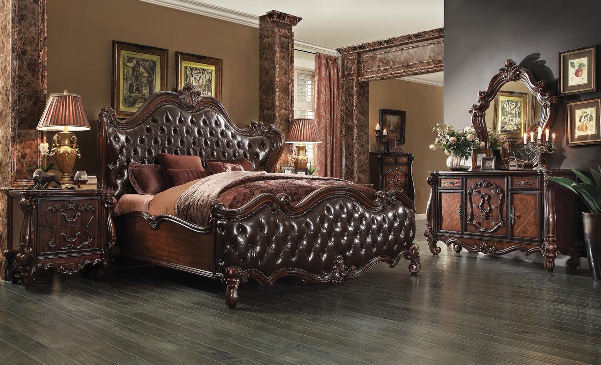 Escalera Queen Bed - 2-Tone Dark Brown and Cherry Oak