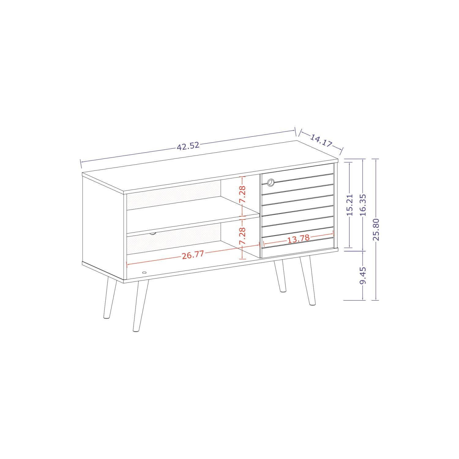 Lekedi 42" TV Stand - Gloss White/Aqua Blue