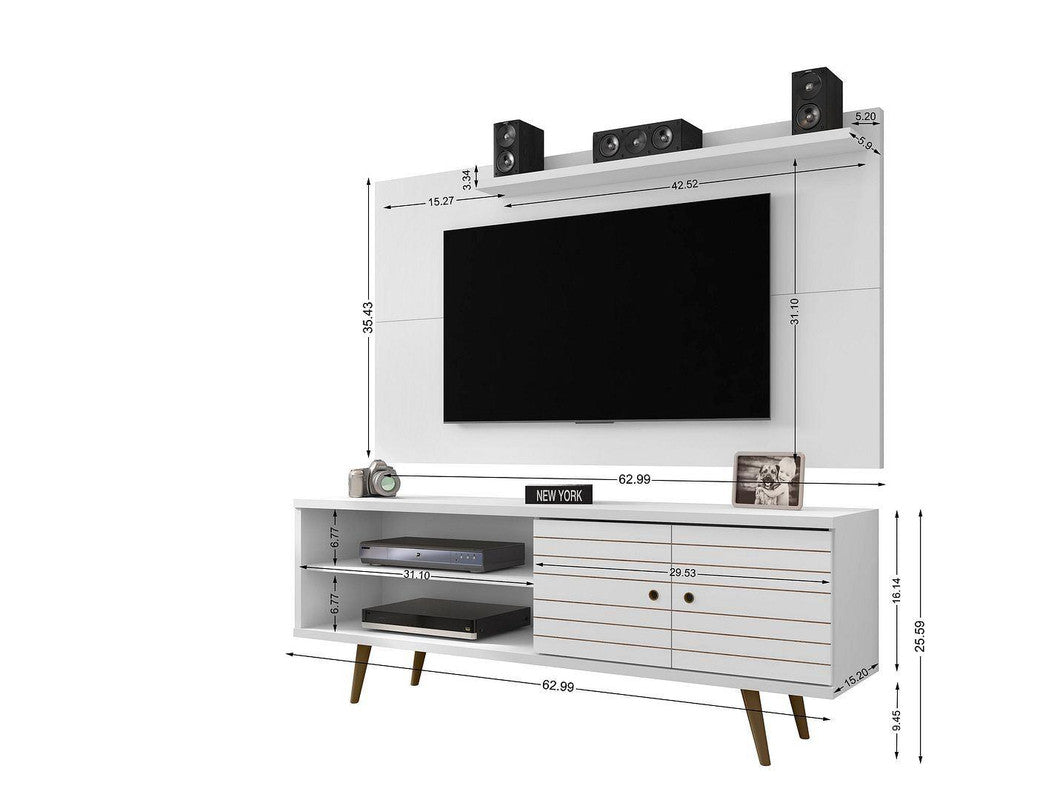 Lekedi 63" TV Stand and Panel Set - White