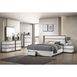 Allister 3-Piece Queen Storage Bed - White, Gunmetal Grey