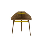 Gatutca Corner Desk with Keyboard Shelf - Rustic Brown/Yellow