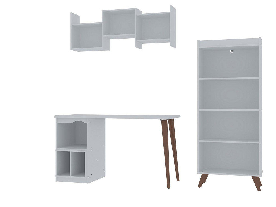 Applesham 3-Piece Extra Storage Home Office Set - White