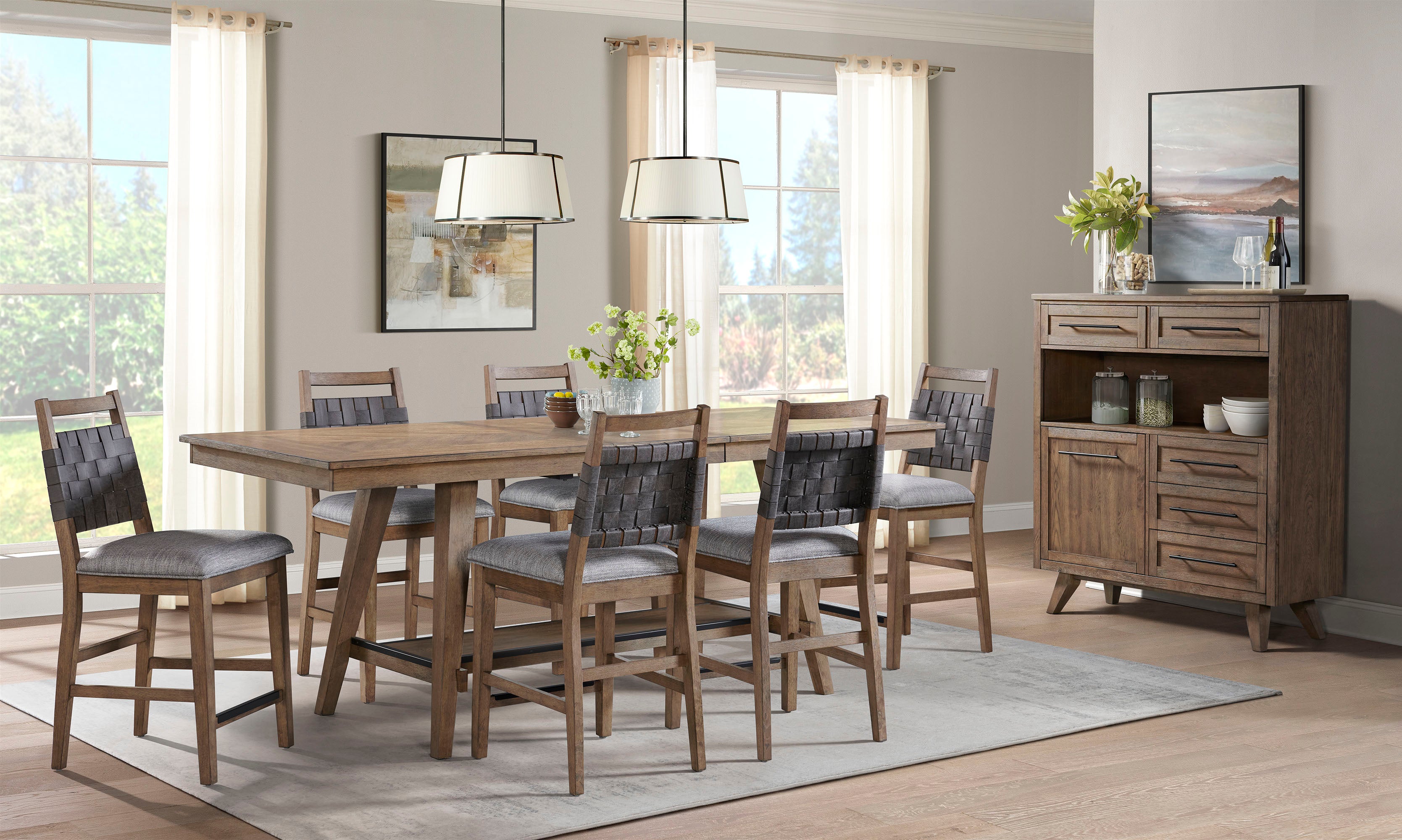 Oslo Extendable Counter Height Dining Table - Weathered Chestnut