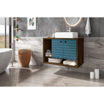 Lekedi 31.5" Floating Bathroom Vanity Sink - Rustic Brown/Aqua Blue