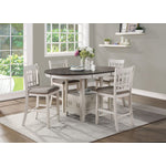 Freda 5-Piece Extendable Counter Height Dining Set - White, Dark Brown
