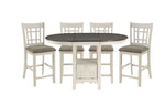 Freda 5-Piece Extendable Counter Height Dining Set - White, Dark Brown