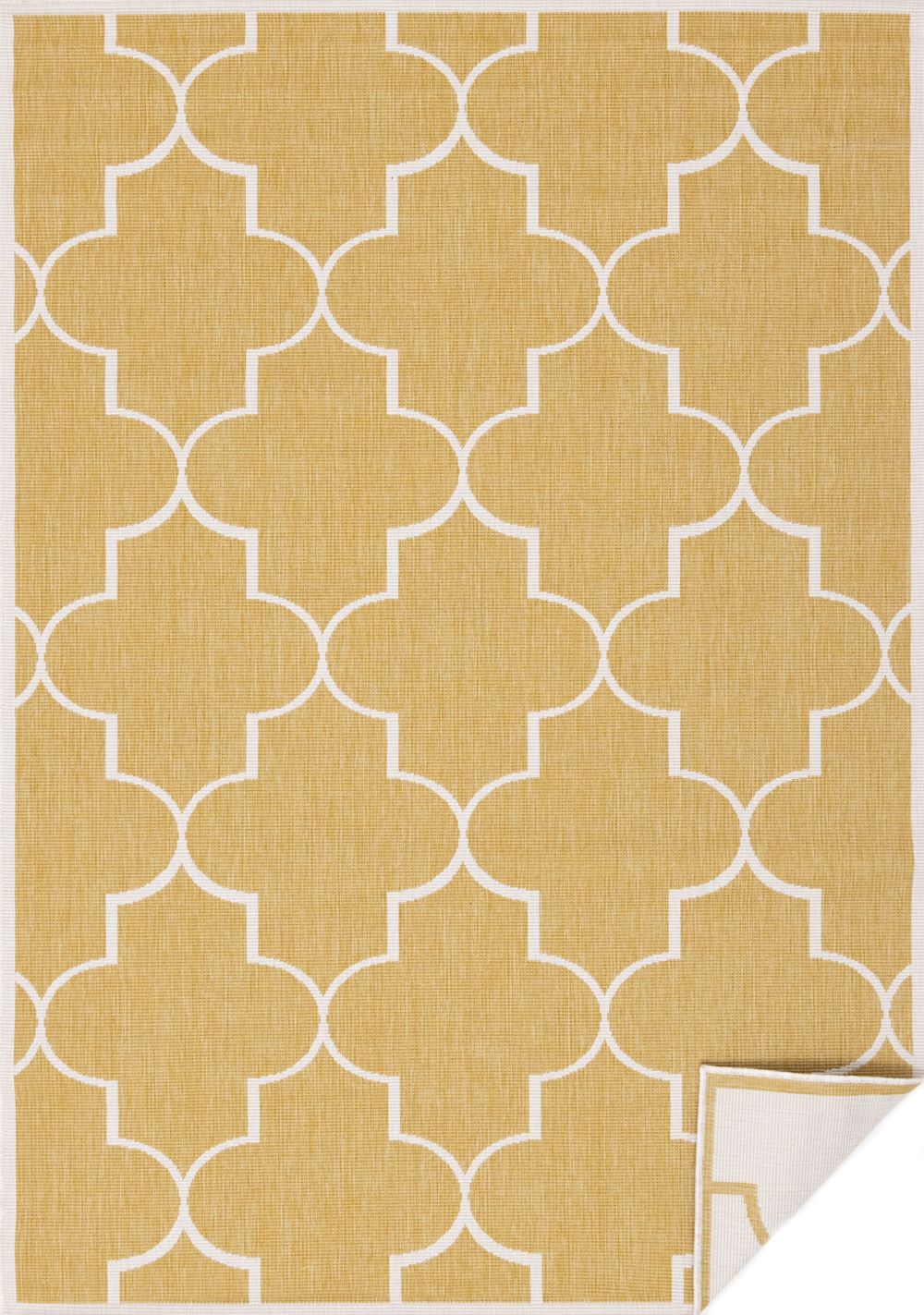 Summer Breeze 5'3" x 7'7" Outdoor Reversible Geometric Rug - Yellow, White