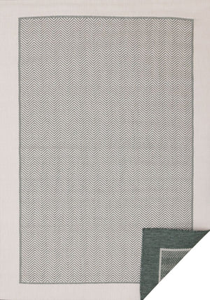 Brise estivale Tapis d’extérieur réversible (5,3 pi X 7,7 pi) – bordure chevron, vert, blanc