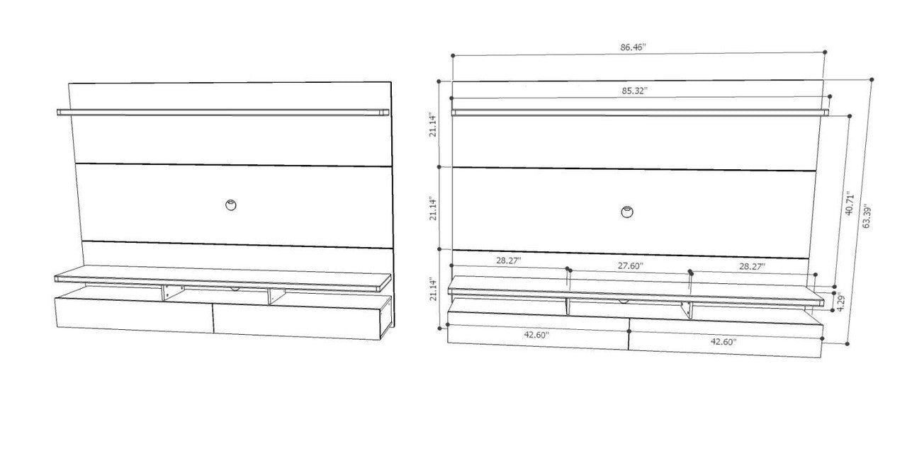 Lavo 86.5" Floating Wall Theater Entertainment Centre - White