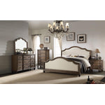 Paul Oak Queen Bed - Beige Linen and Weathered Oak