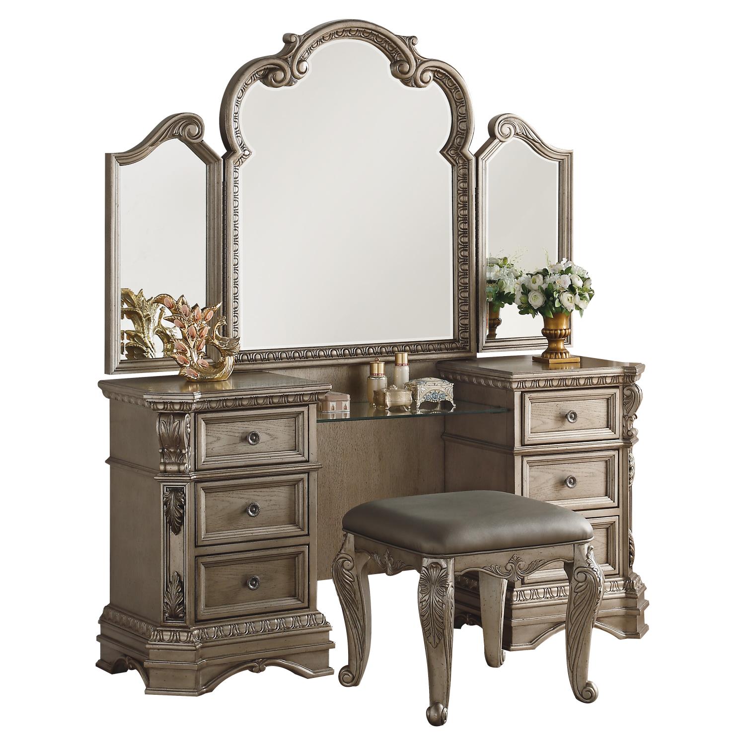 May Vanity Desk - Antique Champagne