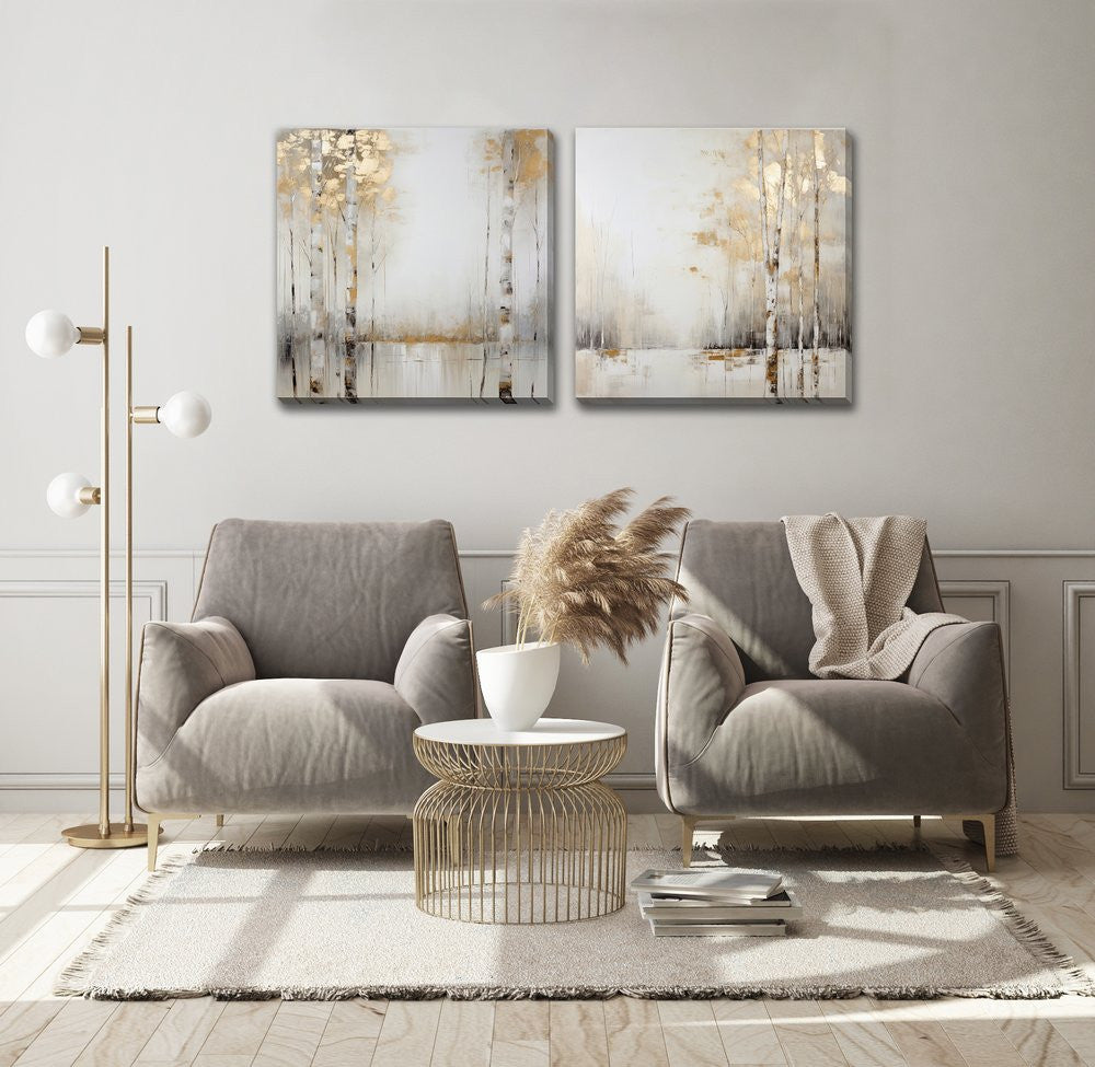 Golden Birch I Wall Art - Gold - 24 X 24