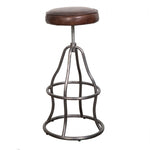 Maloe Leather Bar Stool - Vintage Brown