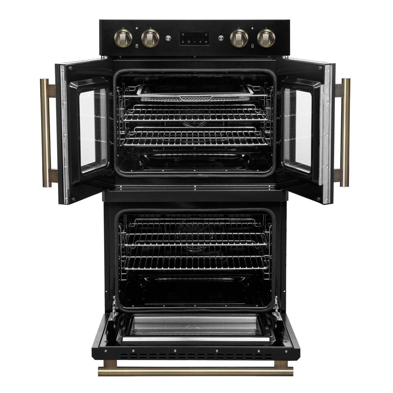 Forno Asti Black 30" French Door Double Wall Oven With Dual True Convection And Air Fry (7.36 Cu. Ft.) - FBOEL1340-30BLK