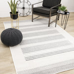 Claremont Sleek Modern Lines Area Rug - 8' X 11' - White/Grey