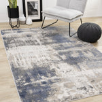 Logan Casual Contemporary Area Rug - 5' X 8' - Cream/Blue/Grey