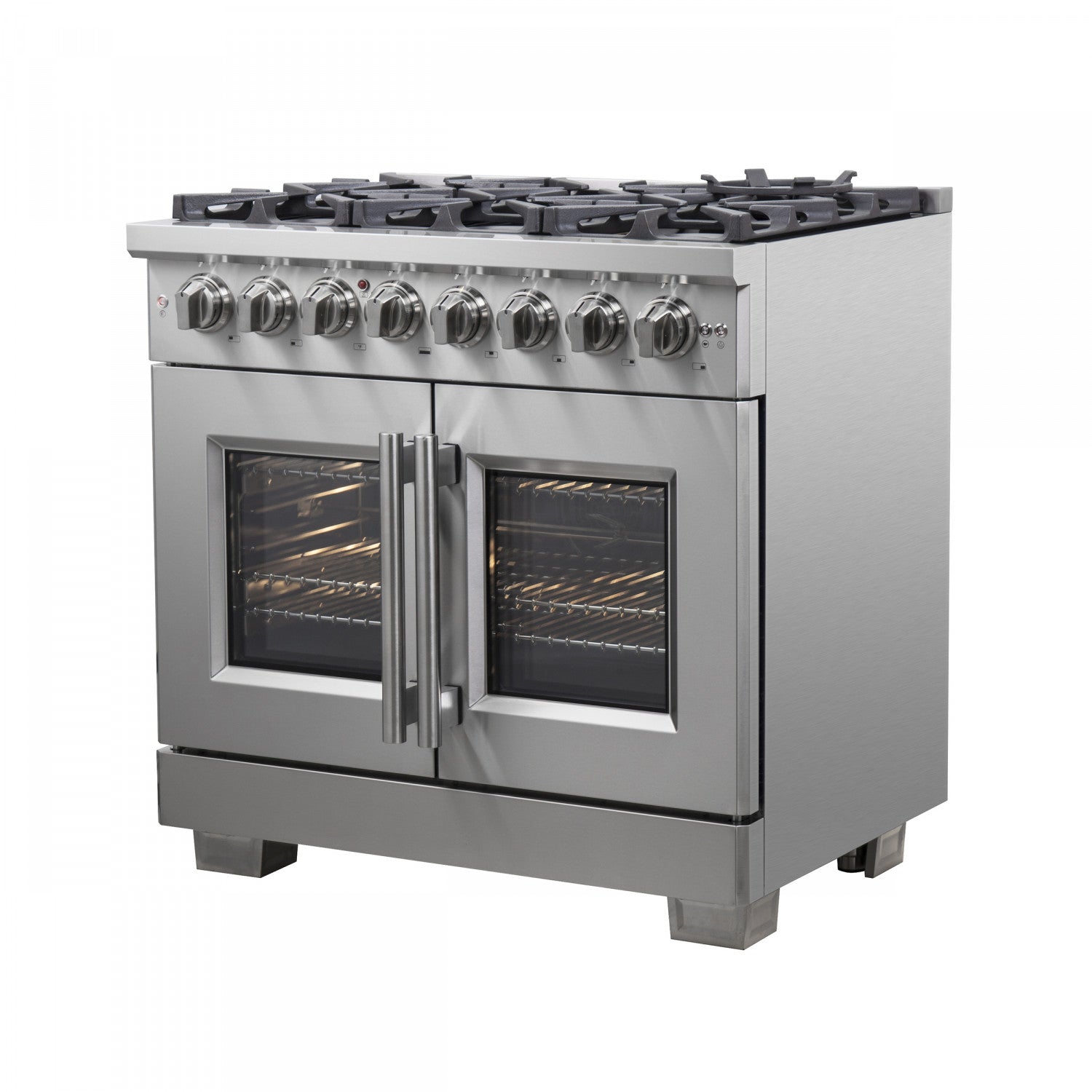 Forno Capriasca 36" Stainless Steel French Door Dual Fuel Range with True Convection (5.36 Cu. Ft.) - FFSGS6387-36