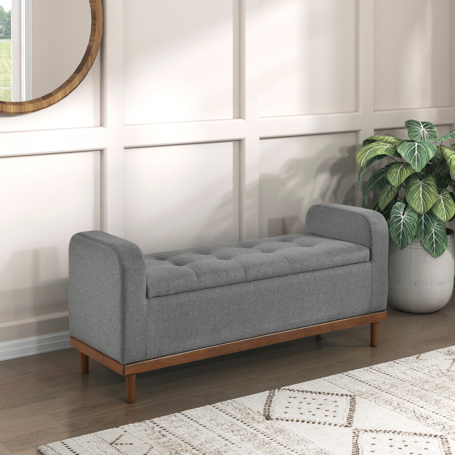 Elayne Ottoman Bench - Grey
