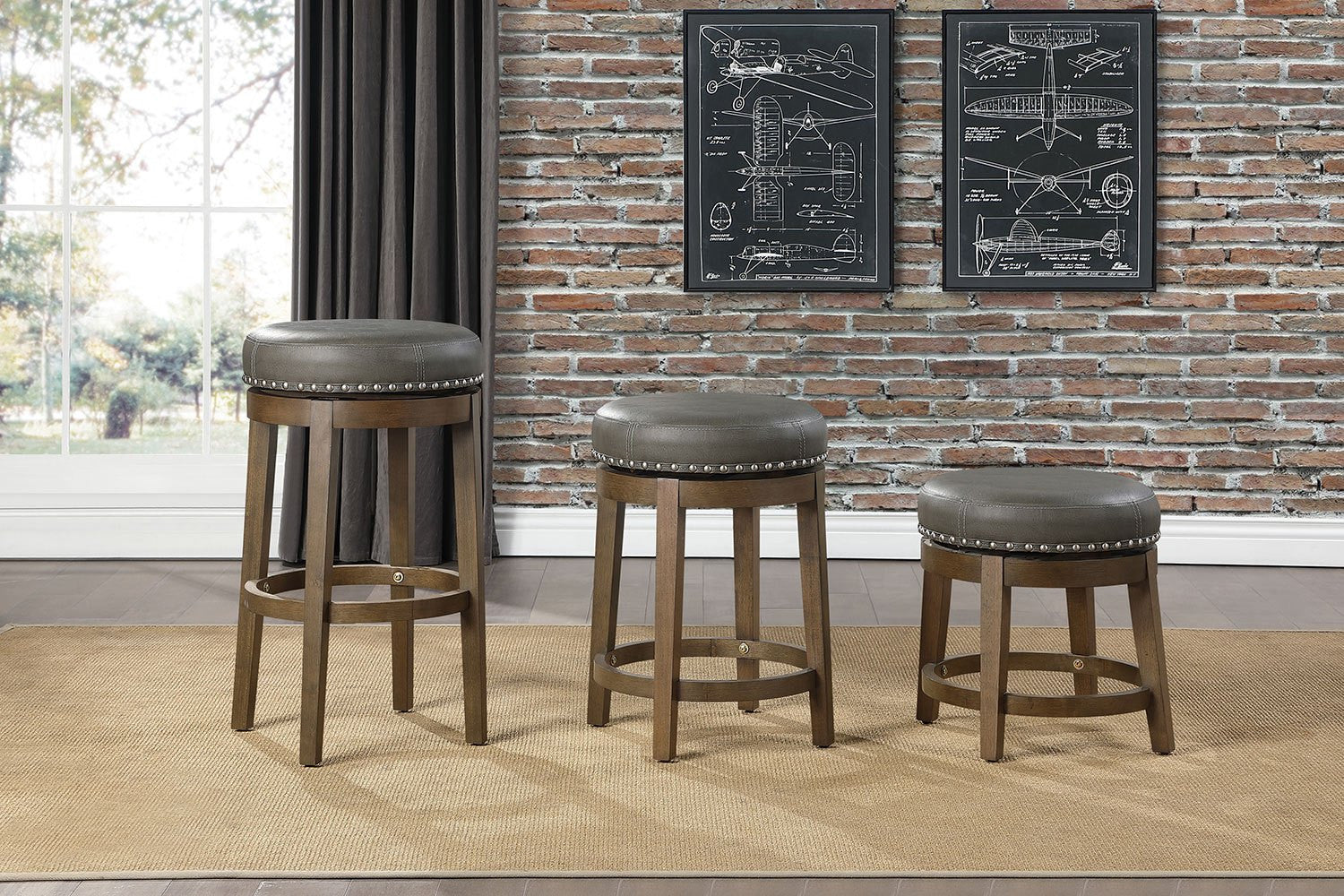 Westby Dining Stool - Grey - Set of Two