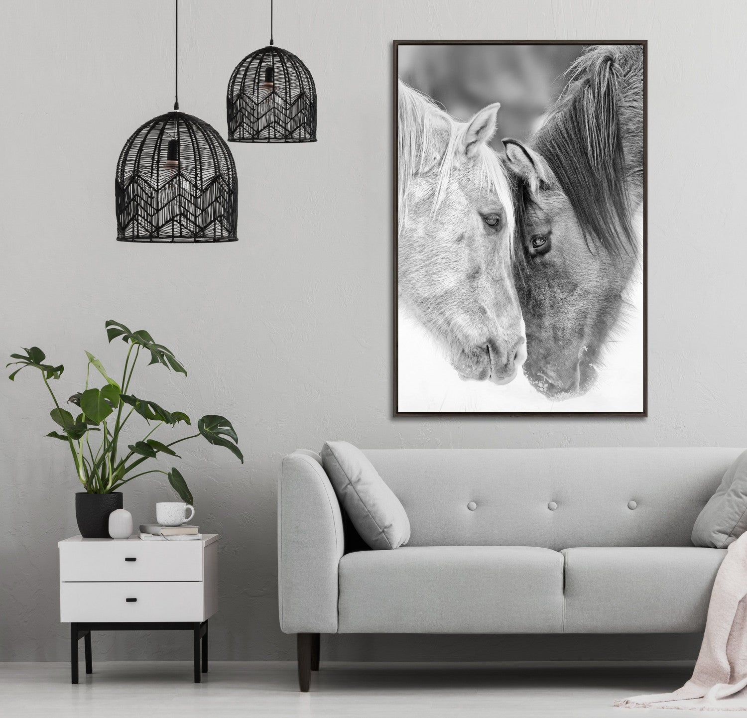 Equine Affection Wall Art - Black/White - 30 X 45