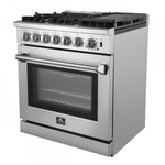 Forno Lazio Stainless Steel Dual Fuel Range with True Convection and Air Fry (4.32 Cu. Ft.) - FFSGS6196-30