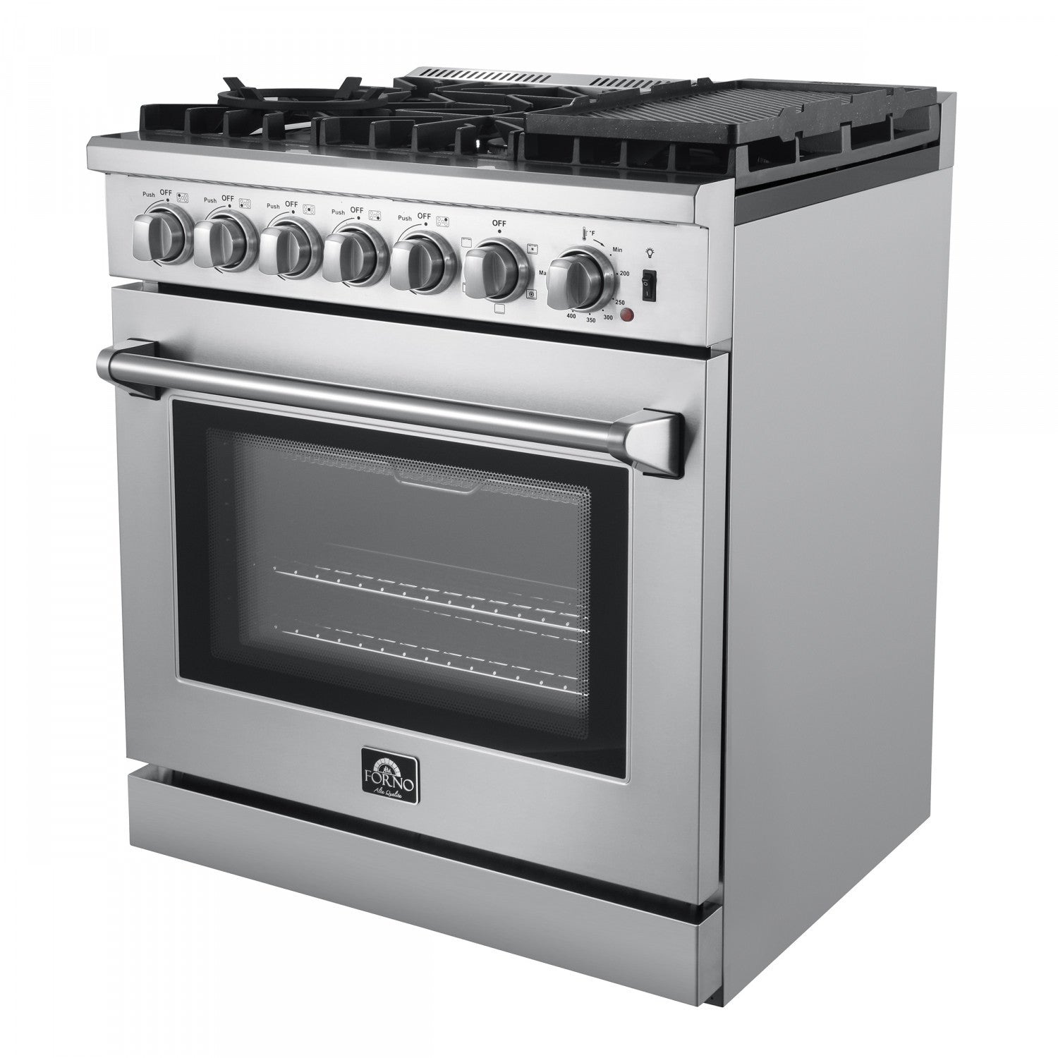 Forno Lazio Stainless Steel Dual Fuel Range with True Convection and Air Fry (4.32 Cu. Ft.) - FFSGS6196-30