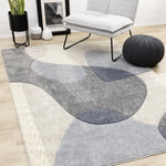 Recycled Polyester Modern Teardrop Area Rug - 8' X 11' - Blue/Grey