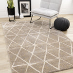 Halle Casual Contemporary Trellis Area Rug - 8' X 11' - Greige/Cream
