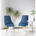 Peacock Velvet Dining Chair - Blue/Gold- Set of Two
