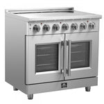 Forno Massimo 36" Stainless Steel French Door Electric Range with True Convection and Air Fry (5.36 Cu. Ft) - FFSEL6955-36