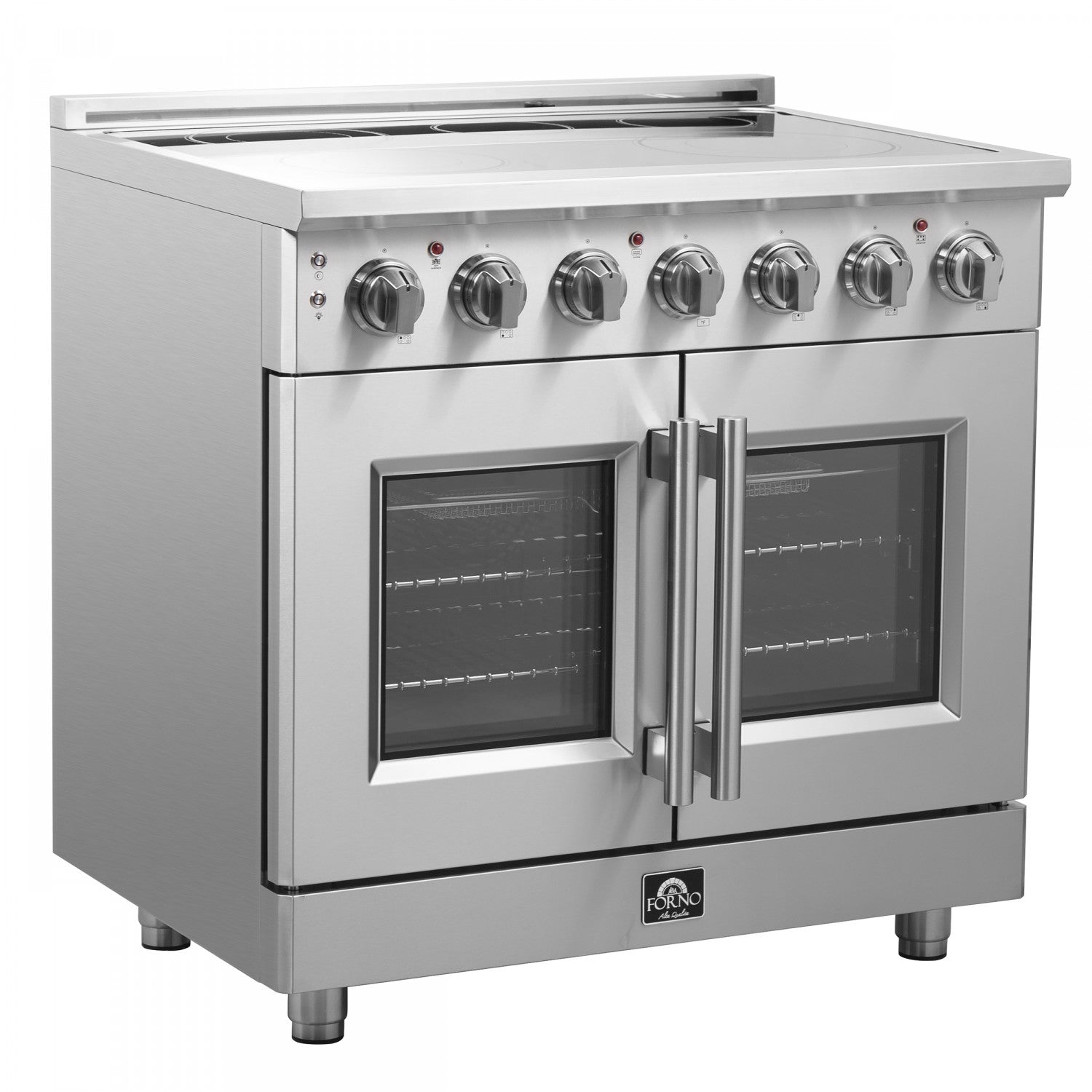 Forno Massimo 36" Stainless Steel French Door Electric Range with True Convection and Air Fry (5.36 Cu. Ft) - FFSEL6955-36