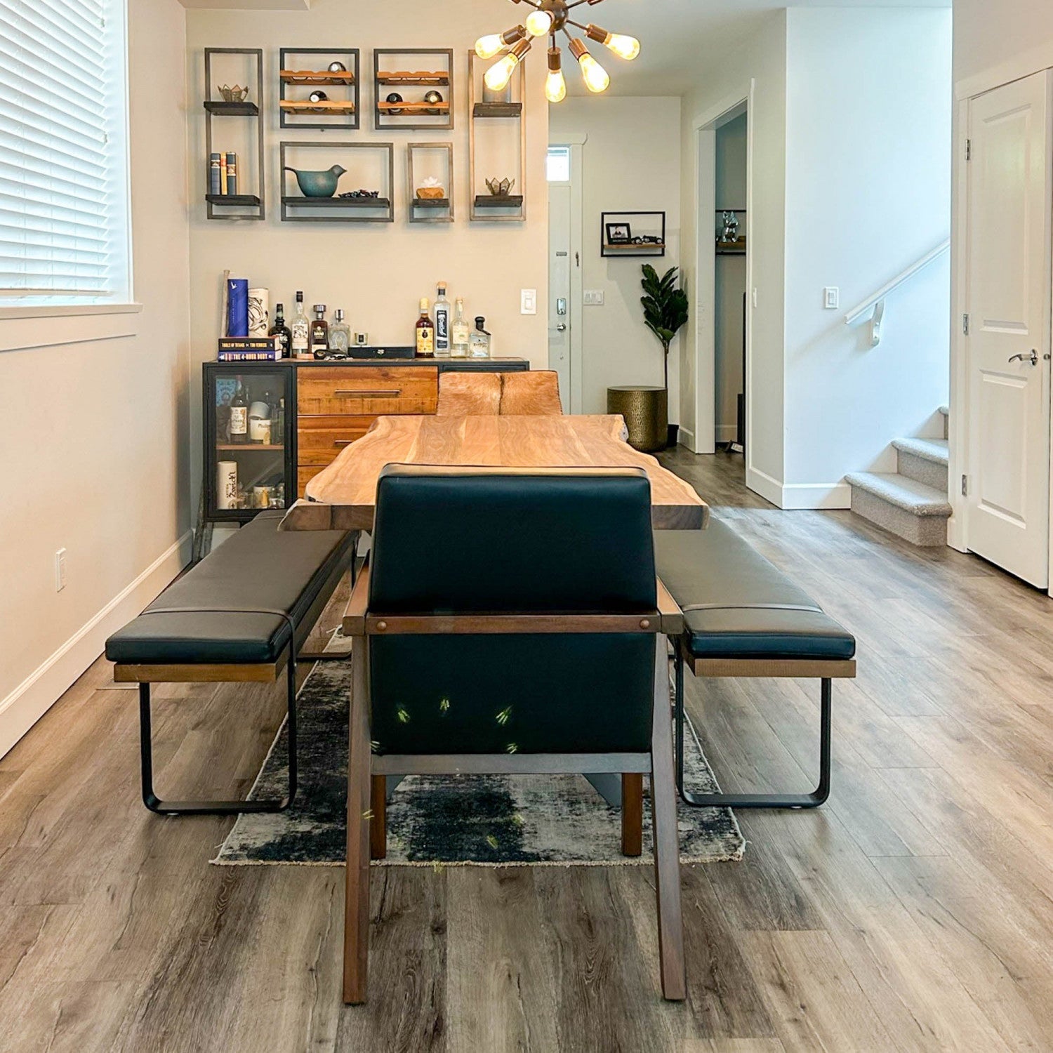 Haldra Upholstered Bench - Black/Brown