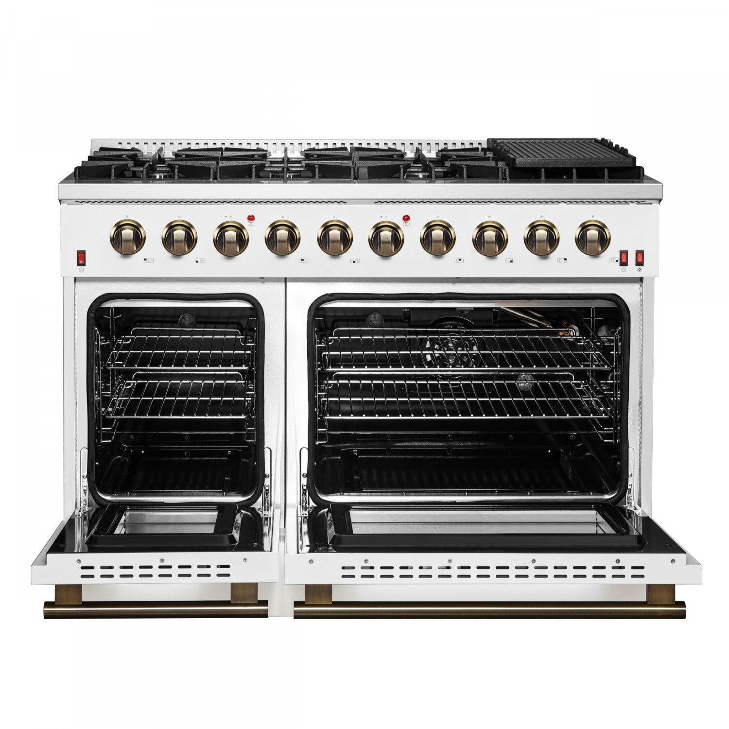 Forno Galiano 48" White Freestanding Double Oven Gas Range (6.58 Cu. Ft.) - FFSGS6244-48WHT