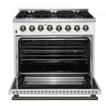 Forno Galiano 36" White Dual Fuel Range with True Convection (5.36 Cu. Ft.) - FFSGS6156-36WHT