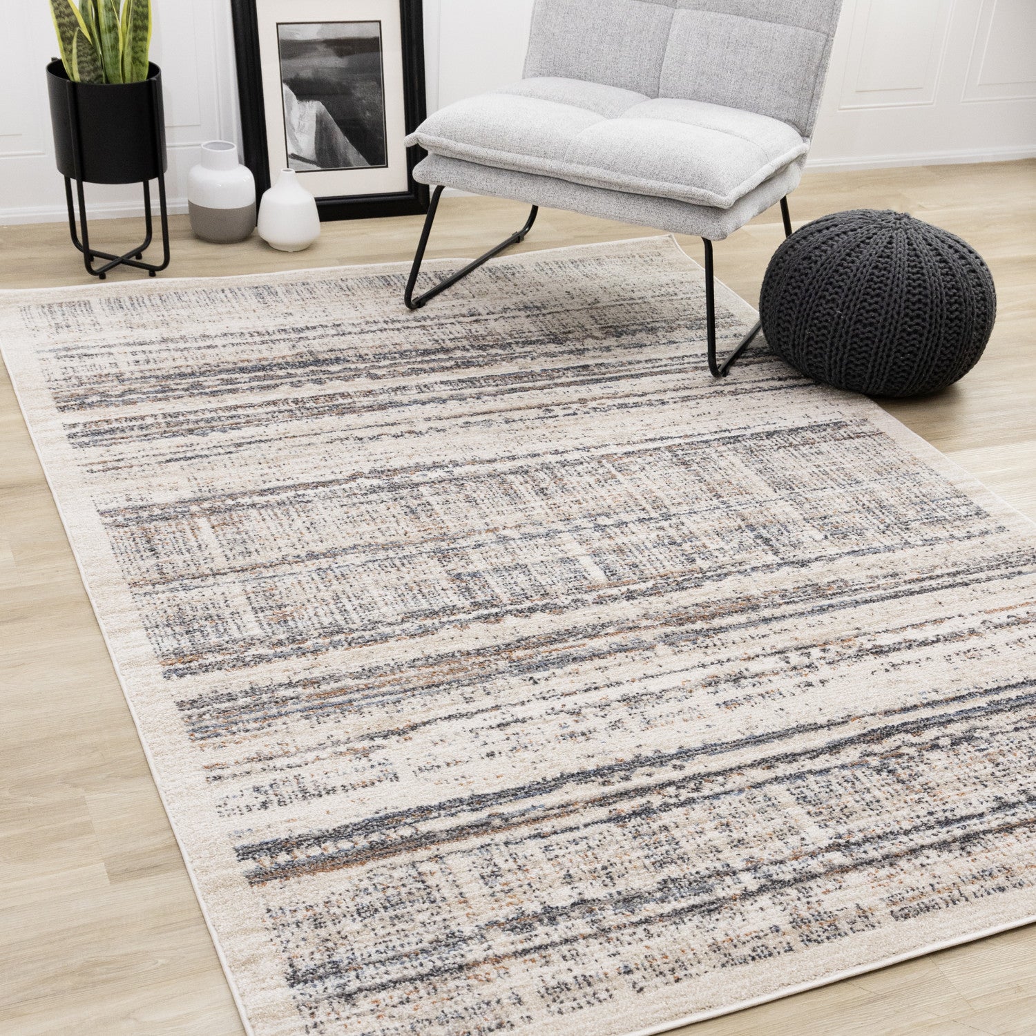 Sadie Casual Contemporary Area Rug - 8' X 11' - Grey/Beige