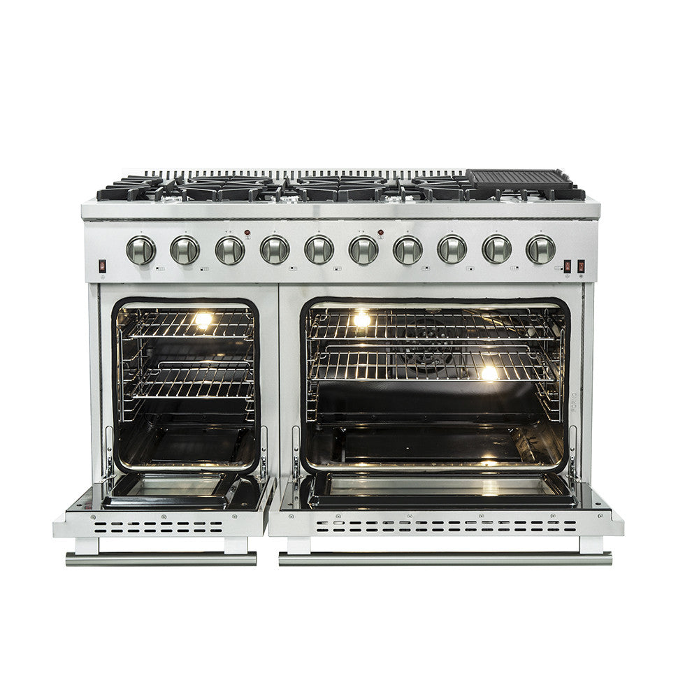 Forno Premium Stainless Steel Kitchen Package with 48" Gas Range and 56" Convertible Refrigerator/Freezer - FBDL-005-01CAUS