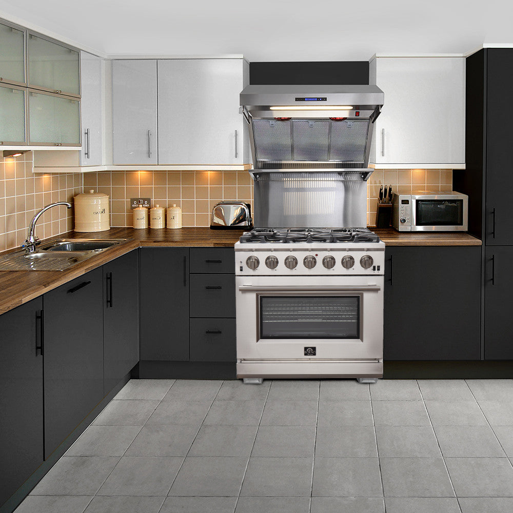 Forno Premium Stainless Steel Kitchen Package with 48" Range and French Door Refrigerator - FBDL-019-03CAUS