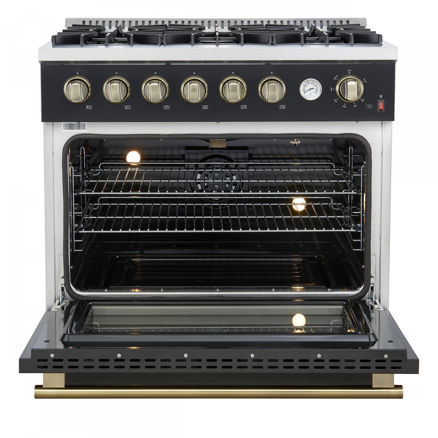 Forno Marco 36" Black Freestanding Gas Range (5.36 Cu. Ft.) - FFSGS6277-36BLK