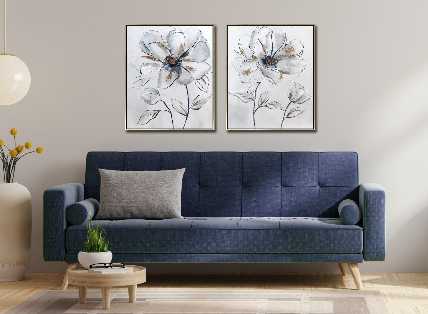 Petal Grace II Wall Art - White/Blue - 24 X 20