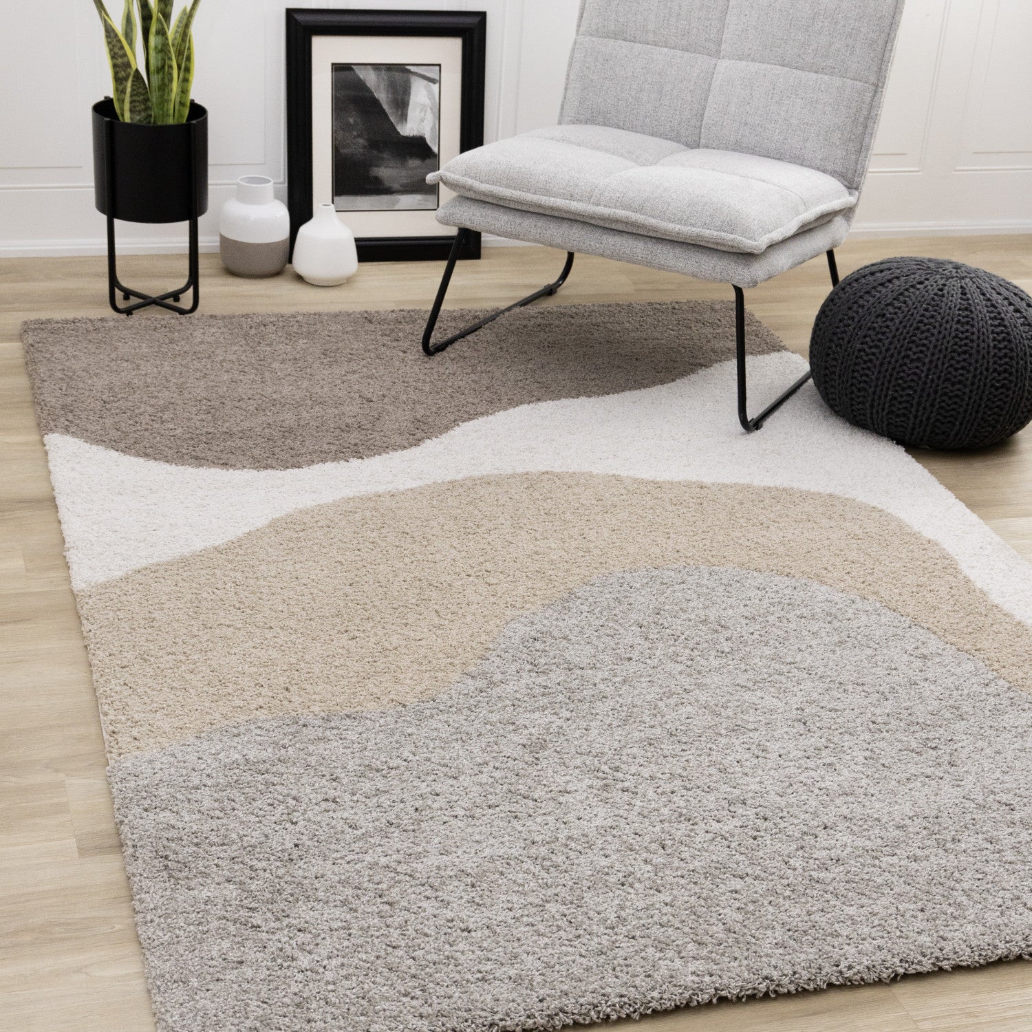 Misha Soft Modern Area Rug - 8' X 11' - Grey/Taupe