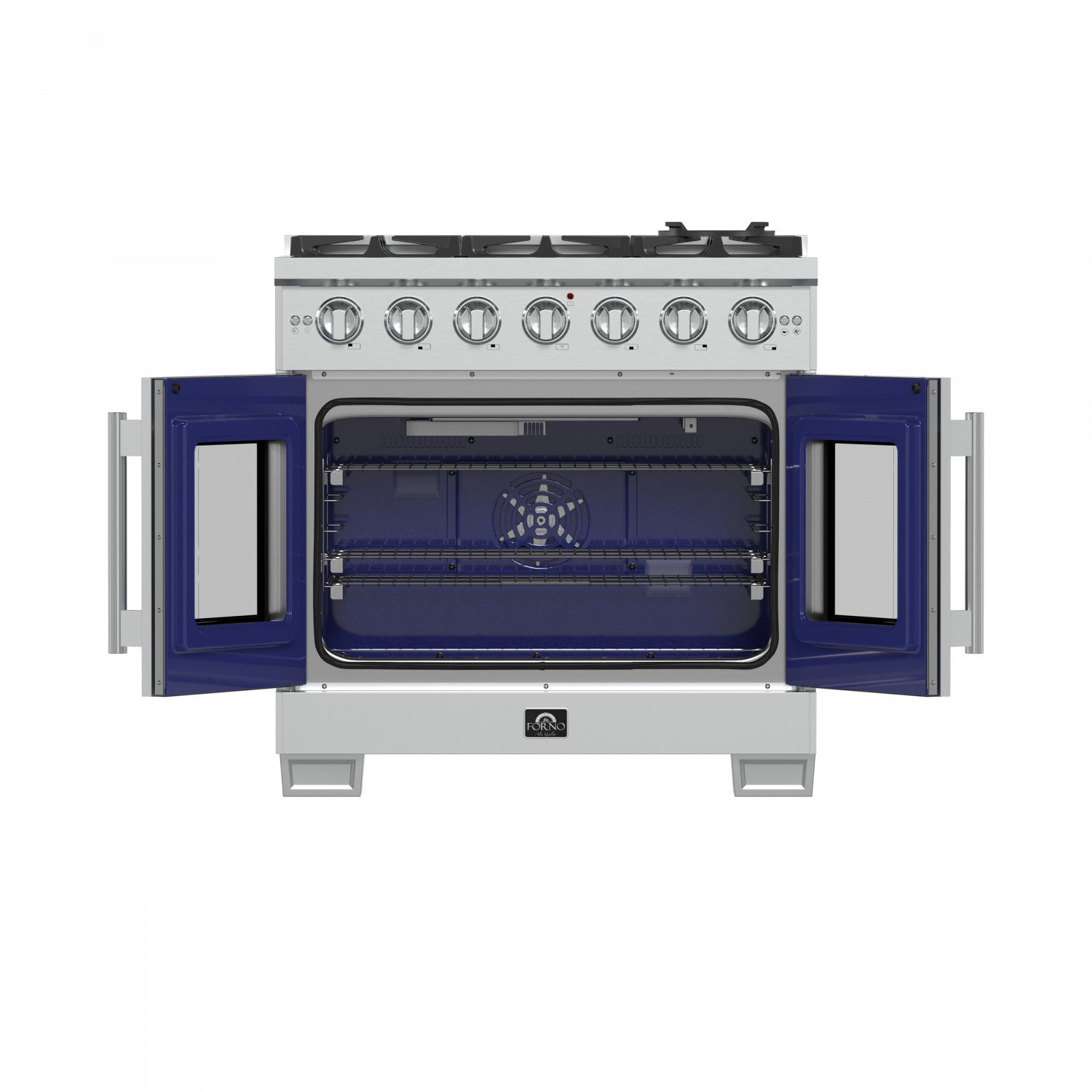 Forno Capriasca 36" Stainless Steel French Door Freestanding Gas Range with Air Fry (5.36 Cu. Ft.) - FFSGS6460-36