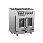 Forno Massimo 30" Stainless Steel French Door Dual Fuel Range with True Convection (4.32 Cu. Ft.) - FFSGS6325-30