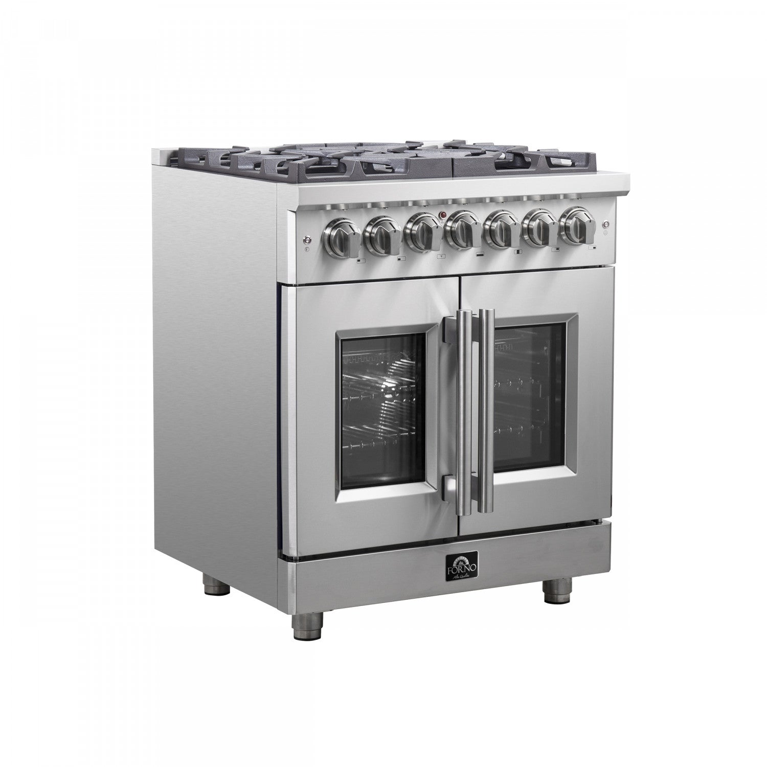Forno Massimo 30" Stainless Steel French Door Dual Fuel Range with True Convection (4.32 Cu. Ft.) - FFSGS6325-30