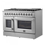 Forno Galiano 48" Stainless Steel Freestanding Dual Fuel Double Oven Range with True Convection (6.58 Cu. Ft.) - FFSGS6356-48