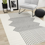 Functional Modern Soundwaves Area Rug - 5' X 8' - White/Black