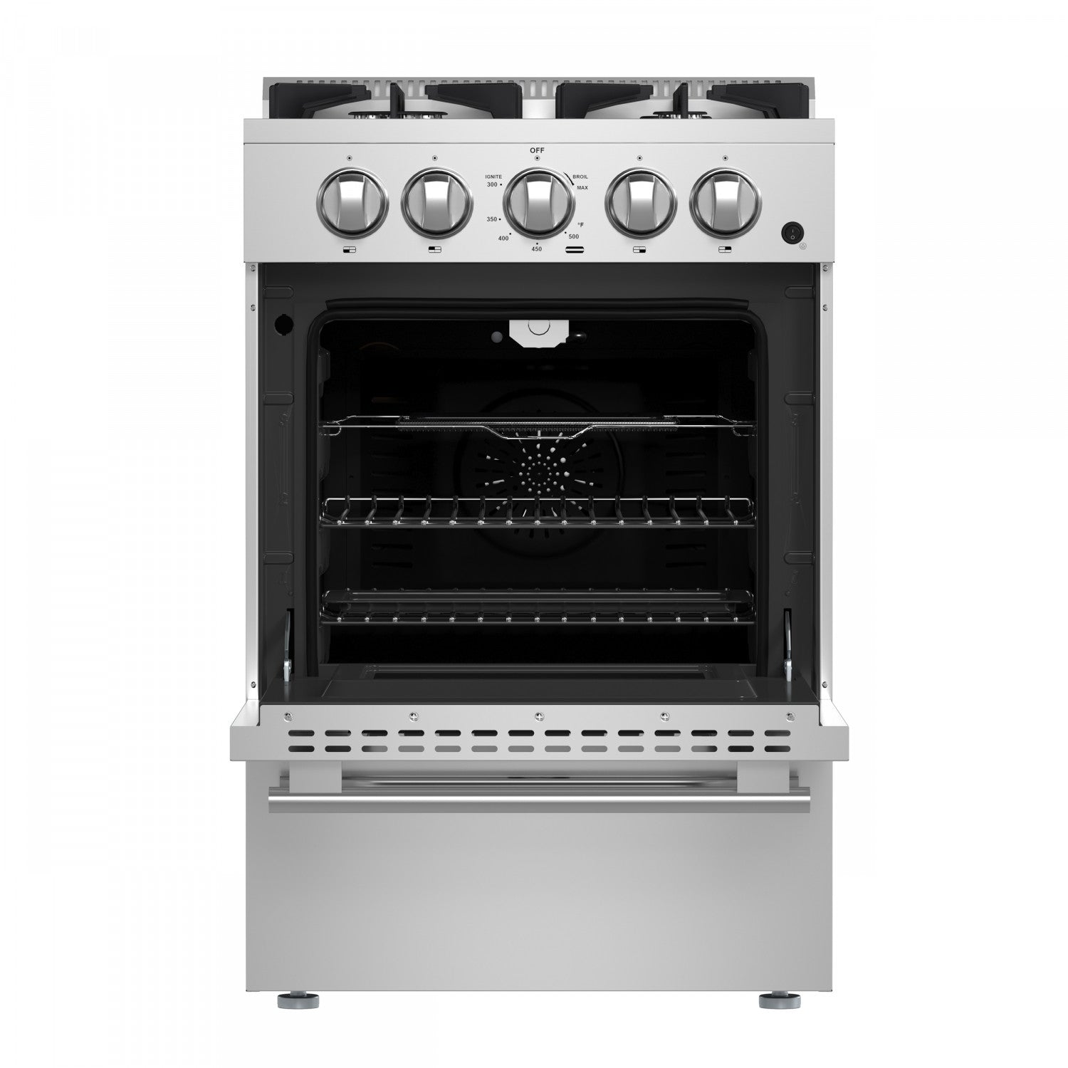 Forno Breno 24" Stainless Steel Freestanding Gas Range with Air Fry (2.3 Cu. Ft.) - FFSGS6290-24