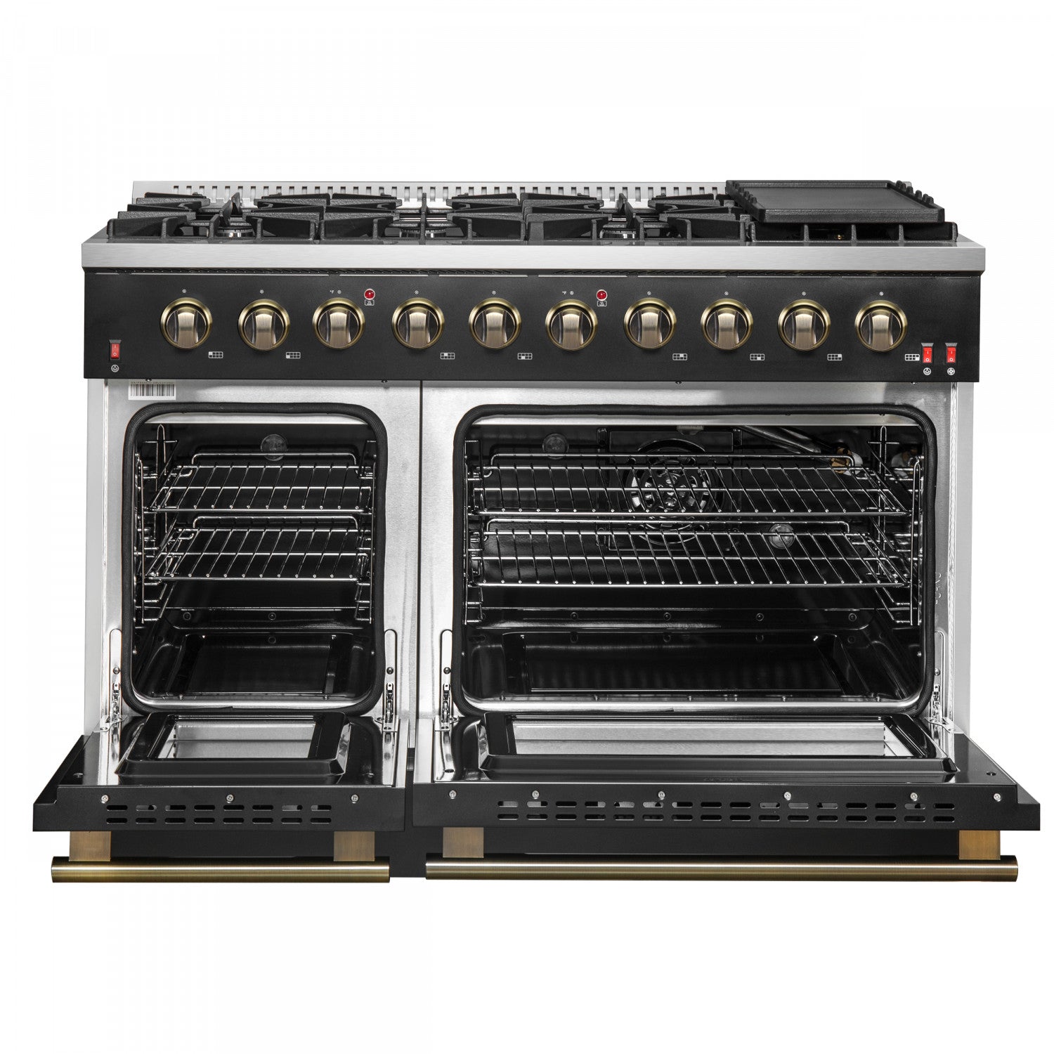 Forno Galiano 48" Black Freestanding Double Oven Gas Range (6.58 Cu. Ft.) - FFSGS6244-48BLK