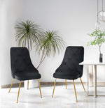 Peacock Velvet Dining Chair - Black/Gold - Set of Two