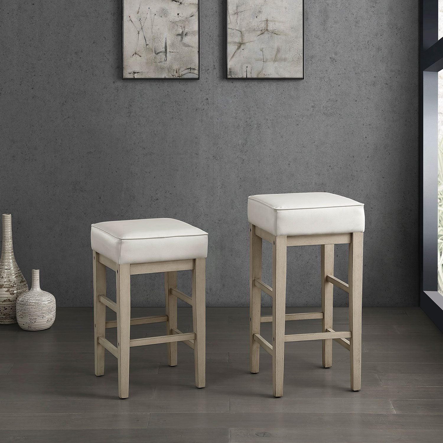 Pittsville Counter Stool - Antique White - Set of Two